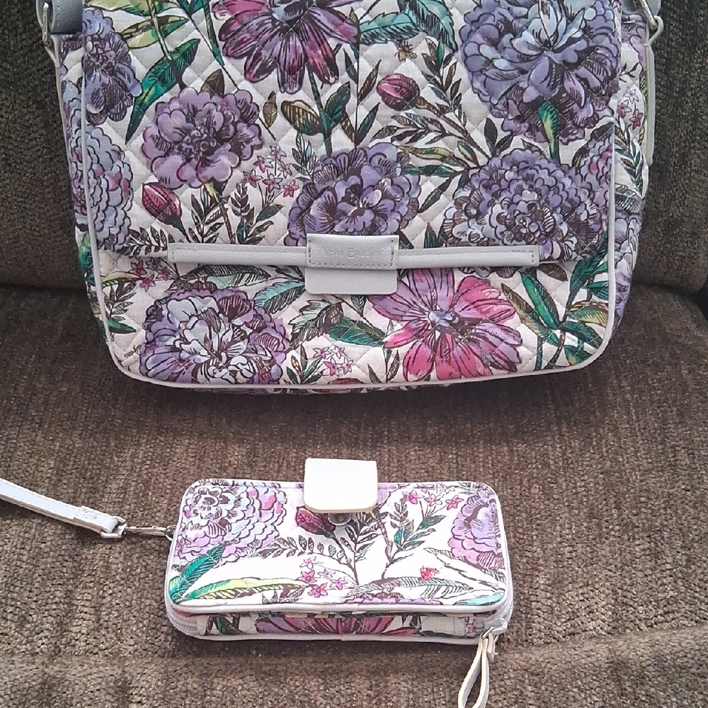 Purple and Pink Floral Crossbody Bag Set